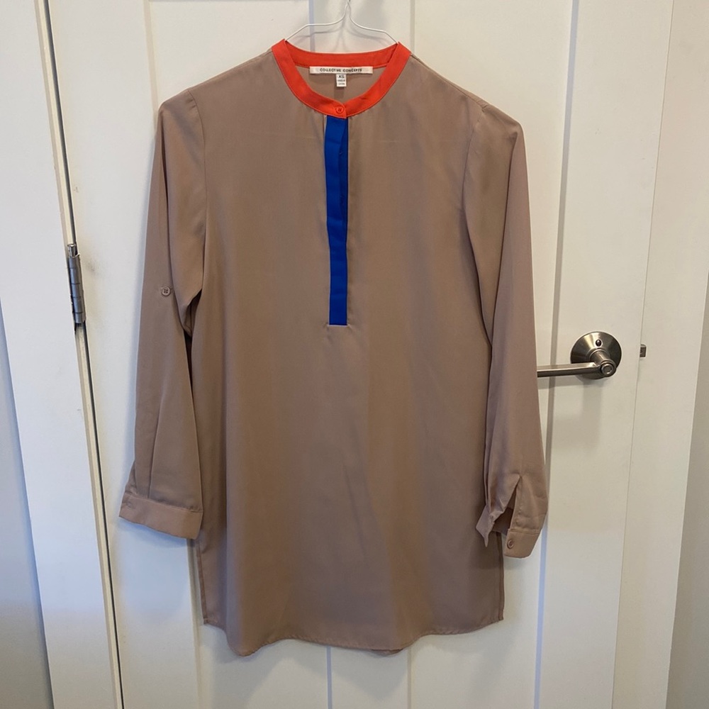 Collective concepts tan, orange, & blue tunic. Size XS